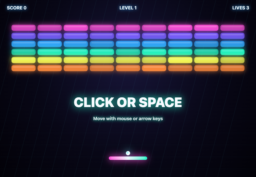 Neon Breakout — Codex CLI (screenshot)