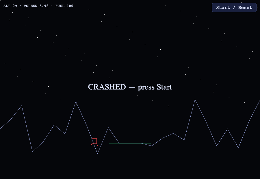 Lander Rescue — Zevyn CLI · Claude engine (screenshot)